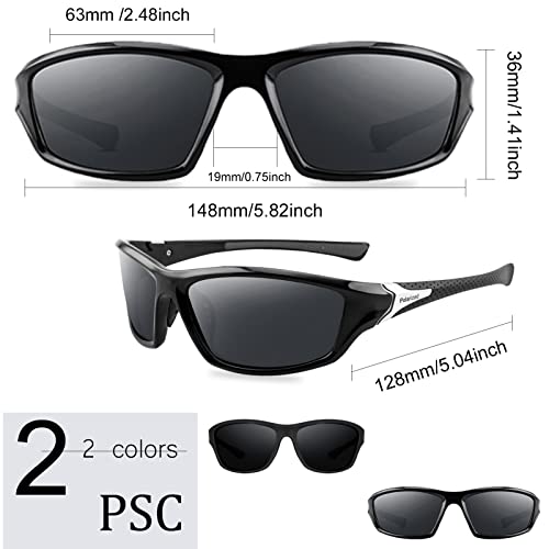 Salfboy Polarize Sports Sunglasses For Men Women Cycling Fishing Sun Glasses Mixed Style Uv Protection Sunglasses (336Black+120Black) #TOP1