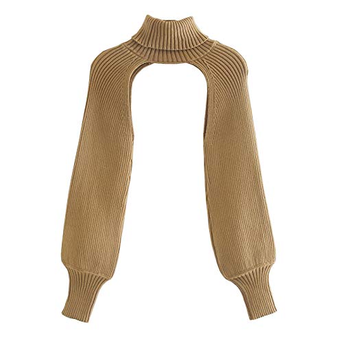 gazechimp Pulôver de Malha de Manga Comprida de Gola Sólida para Mulheres Blusas de Camisola - Cáqui
