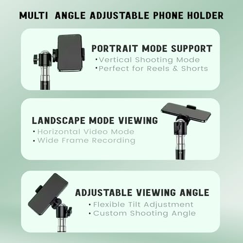 Image of Kratos Premium 84 Inch (7 feet) Tripod Stand, Adjustable and Portable Design with Mobile Clip Holder Perfect for Ring Light, Photography, Videography & Live Streaming, Compatible with All Mobiles