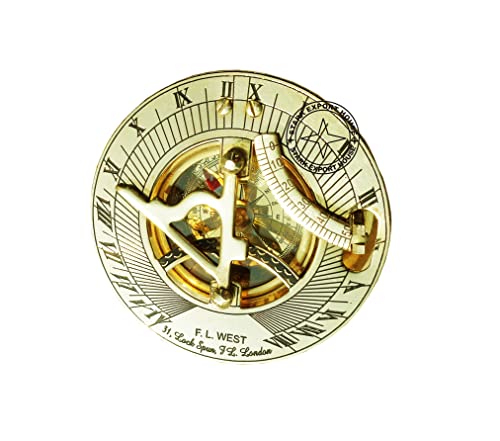 Brújula con reloj de sol de latón 3 pulgadas miniatura 2