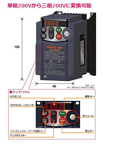 | 富士電機 FRN2.2C2S-7J 単相200V入力 三相200V出力 2.2