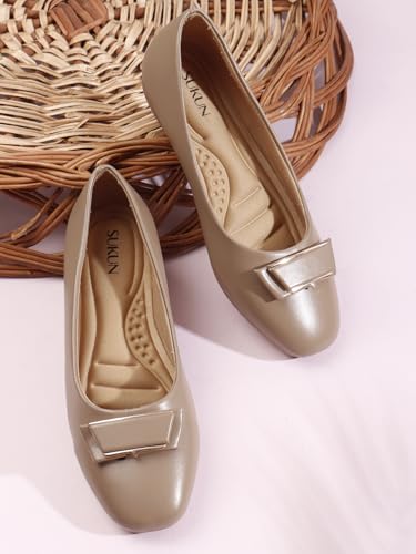 Image of Sukun FBY 091 Women's Bellies Flats Lightweight, Comfortable Slip-On Square Toe Shoes for Office, Casual | Stylish, Durable & Comfy