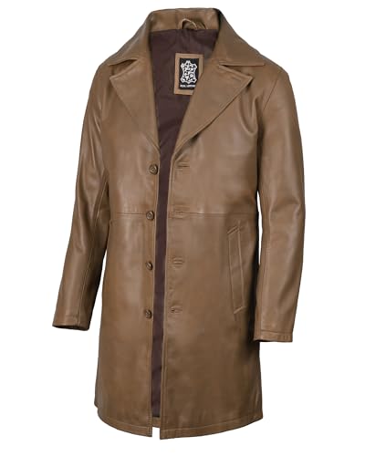 Decrum Leather Coat Men - Casual Car Coat Style Real Lambskin Mens Leather Coat