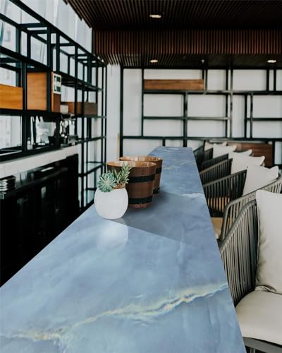 Image of FOKRIM Wall Stickers Marble Wallpaper Blue (200cm x 60cm) for Furniture Kitchen, Cabinets, Almirah, Tabletop, Plastic Table, Wooden Table, Wardrobe, Renovation PVC DIY Self Adhesive Sticker