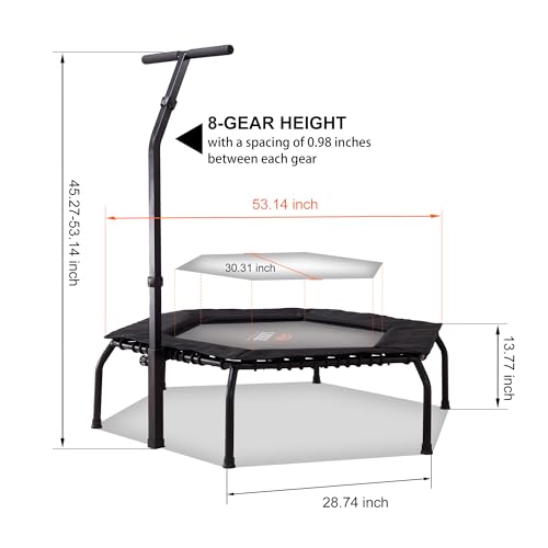 Leikefitness 50" Gym Workout Fitness Trampoline Cardio Trainer Exercise Rebounder Sports Trampoline - Image 6