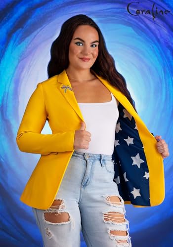 Coraline Yellow Blazer Jacket for Women - Women's Casual Blazers Open Front, One Button & 2 Pocket Themed Suit Coat2