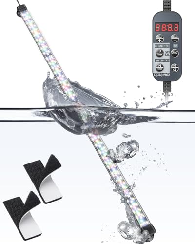 Pawfly Aquarium LED-Licht 24/7 Aquarienlicht mit Vollspektrum-Leuchtstoffröhren mit mehrfarbigen LEDs mit D/N Modus Einfarbige Effekte Timer und einstellbare Helligkeit