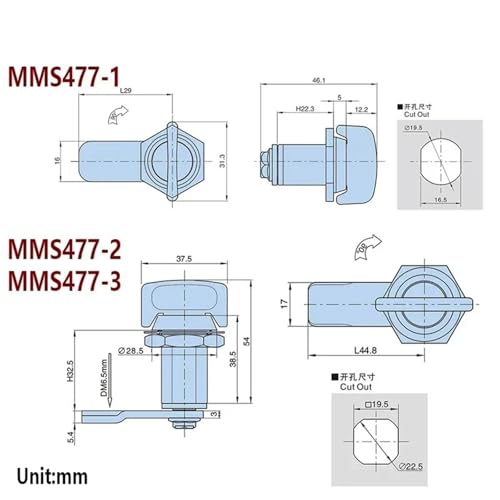Serrure à came sans clé MMS477 pour armoire et placard de salle de bain