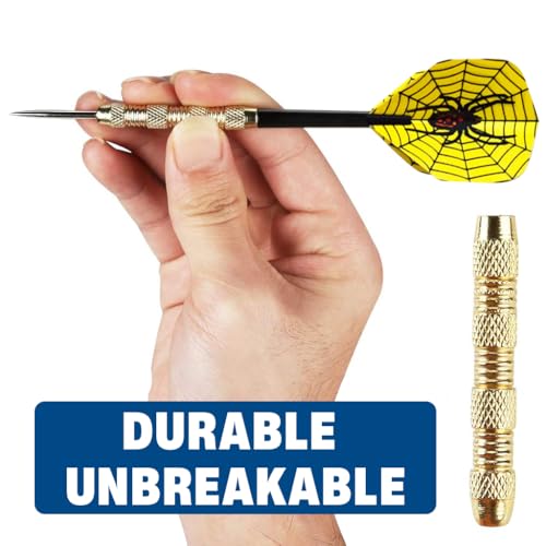 Image of Proberos 18Pcs Steel Tip Darts Set for Adults, 18g Heavy Duty Brass Darts with 6 Unique Flights, Sharp Metal Tips Perfect for Dartboard Games, Parties, Bars, Gifts for Men & Teenagers