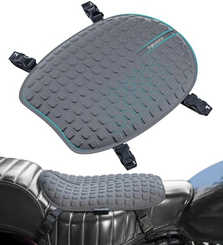 Image of FOVERA Motorcycle Gel Seat Cushion - Supports Sit Bones, Tailbone, and Buttock Muscles - Massaging Gel Absorbs Micro-Shocks and Road Jerks, Suitable for All Motorbikes (Grey)