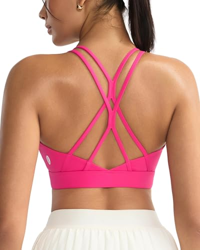 Image of RUNNING GIRL Sports Bras for Women,Strappy Crisscross Back Padded Low Impact Running Sports Bra with Removable Cups