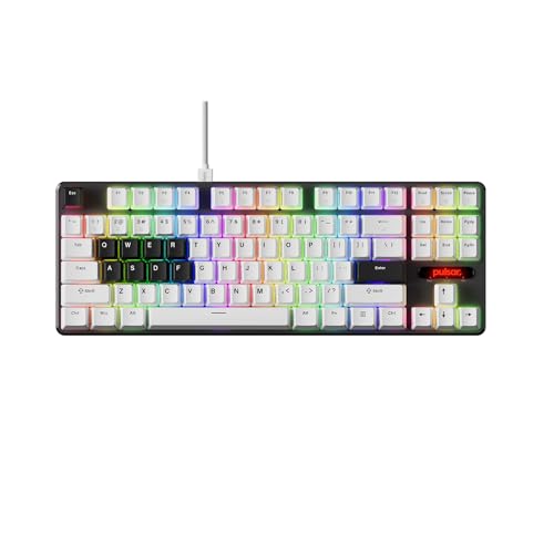 Pulsar PCMK 2 HE TKL mechaniczna klawiatura do gier, szybki wyzwalacz, regulowany przełącznik magnetyczny, odpytywanie 8k, bardzo niskie opóźnienie, oświetlenie RGB, Hot-Swap, podwójne nasadki