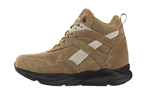 CALTO Men's Invisible Height Increasing Elevator Trainer Shoes - Olive Green Lace-up Fashion High-Top Hiker Sneakers - 4.0 Inches Taller - S33596 - Size 9 D(M) US3