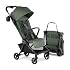 Mompush Nexis Carbon Travel Stroller, Ultra-Lightweight 11.5 lbs, Compact & Airplane Carry-On Approved, One-Second Auto-Fold, One-H Recline, from Birth to 50 lbs, JPMA Certified, Forest