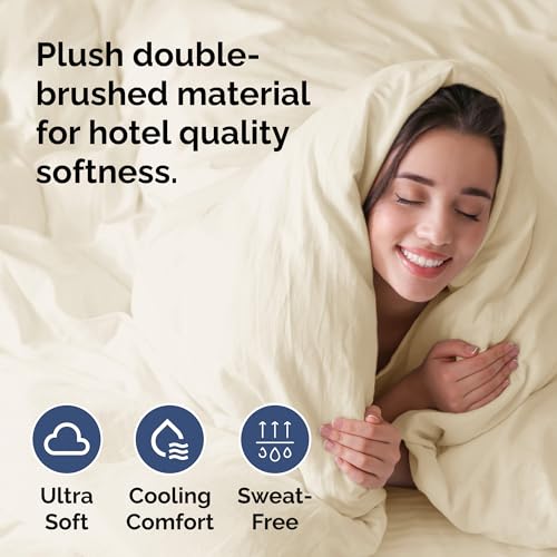 Image of Duvet Cover Cal King Size Set - Extra Soft Cal King Duvet Cover 104 inch x 98 inch with 2 Pillow Shams for Women, Men, Kids & Teens - Hotel Luxury w / Zipper Closures & Ties - Comfy & Breathable (Off White)