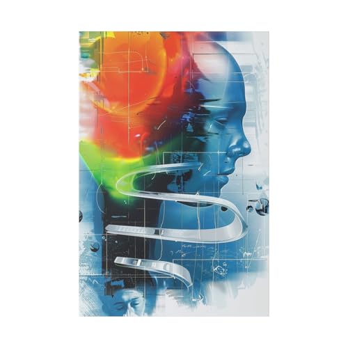 Frutiger Aero Abstract Face, Matte Canvas Art, Colorful Nostalgic Modern Art, Stretched, 0.75", Trendy Y2K Art, Unique Design