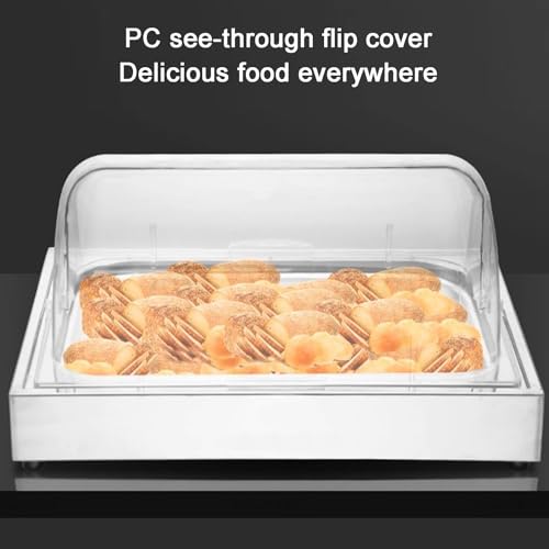 Bandeja transparente para servir alimentos con tapa enrollable, contenedor de exhibición de buffet de mariscos, plato de servir frutas y aperitivos para fiestas, color negro, 4 cm, diseño de 2