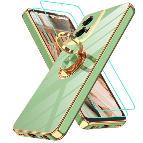 Coque Motorola Moto G 5G 2024 verte avec 2 protège-écrans et anneau