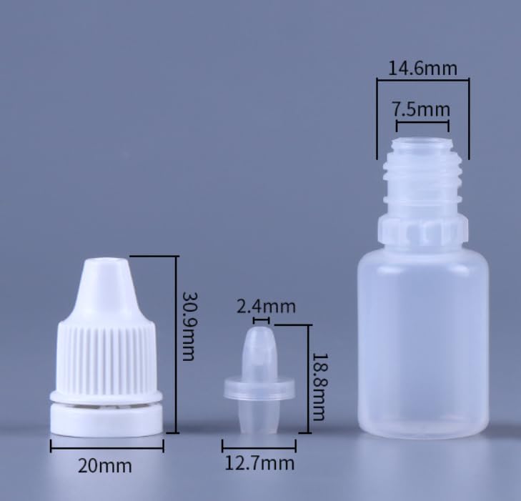 10Pcs Plastic Empty Eye Liquid Dropper Bottles Portable Eye Liquid Dropper Small Plastic Refillable Containers with Screw Cap and Plug