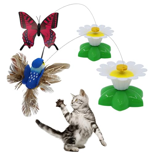 Brinquedo Girassol Peludinho Fun, Brinquedo para gatos, Brinquedo Giratório com Pássaro