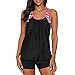 Generic Imbottitura Bikini Top da Donna Tankini con Bretelle Stampate a Righe Stampate sul Retro con bretelline Tankini Top con Pantaloncini