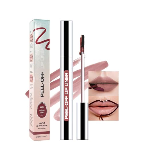 Matte Liquid Lip Stain Peel Off Lip liner Tattoo, Brownish Red Matte Peel Off Lip Stain, Long Lasting Waterproof Lipstick Lip Gloss Stain, Transfer-proof for All Skin Types, 0.12 fl oz 03#