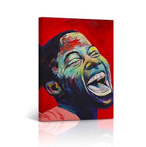 Buy4Wall Smiling African Boy Wall Art Canvas Print African Kid Portrait in Red Oil Painting Decorative Art Home Decor Artwork Stretched and Framed - Ready to Hang -%100 Handmade in The USA 12x8