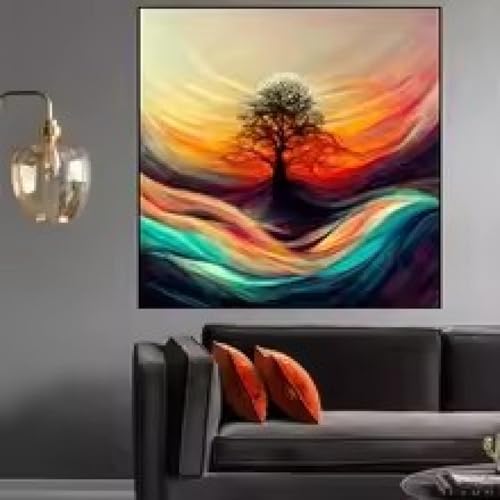 Tableau arbre de vie pour décoration de chambre moderne cadre 55x55cm XINBAO