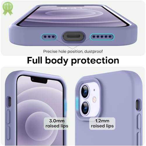Image of LOVE 3000 Designed for iPhone 12 Case /iPhone 12 Pro Case, Premium Silicone with [Soft Anti-Scratch Microfiber Lining] Shockproof Protective Phone Case for Men Women Girls 6.1 inch, Lavender Grey