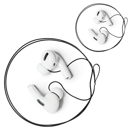 Podstring ワイヤレス インイヤー ヘッドホン 紛失防止ストラップ - ブラック (2入) (Airpods Pro 1 2、Sony、Beats、Samsung、Bose などに対応) (Airpods 2 3 には対応していません)