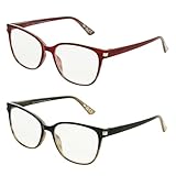 Foster Grant Women's Dakota 2-Pack Cat Eye Reading Glasses, Berry Fade, Blue/Teal Fade, 45 mm, 2.75 Diopters