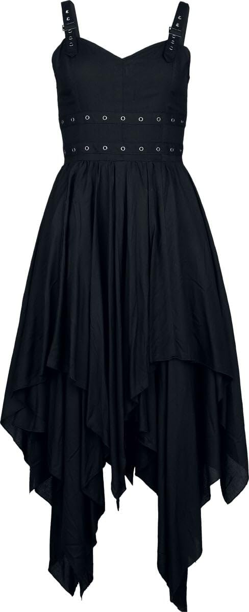 Gothicana by EMP Damen schwarzes mittellanges Kleid mit Schnallen