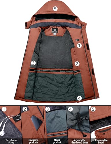 Image of GEMYSE Men's Ski Snow Jacket Warm Winter Waterproof Coat Snowboard Rain Jacket Hooded Windproof Windbreaker