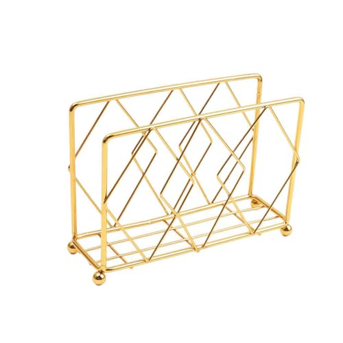 Stainless Steel Napkin Holder, Vertical Paper Napkin Holder, Heavy Duty Metal Organizer Tissue Dispenser for Kitchen Countertops, Dining Table, Picnic Table (Gold)