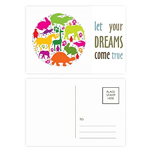 Cartes postales de remerciement animaux colorés Dream Come True x20