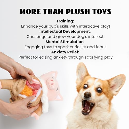 Nocciola 9-in-1 Quieschendes Hundespielzeug mit Knister, Lustiges Schwein Spielzeug für Hunde, Unzerstörbares Hunde Kuscheltier, Interaktives Kauspielzeug für Welpen, Kleine, Mittel, Große Hunde