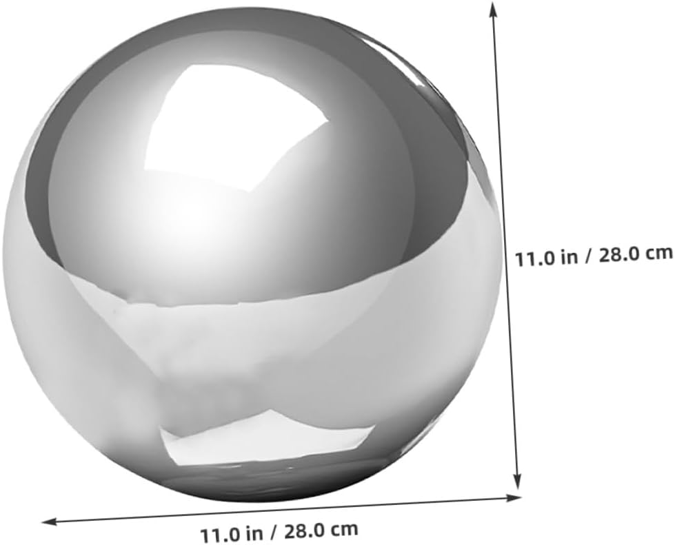 Veemoon Stainless Steel Gazing Ball Reflective Mirror Globe 280mm Polished Outdoor Garden Sphere for Lawn Patio Décor