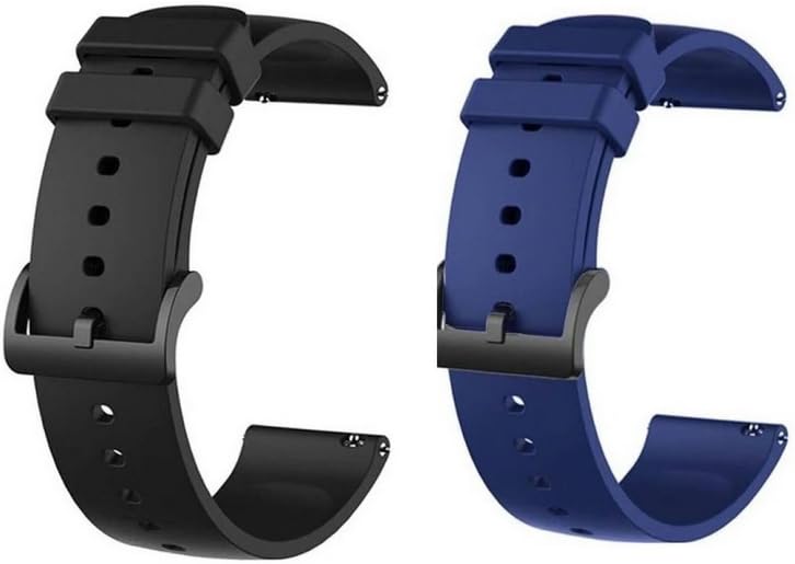 Image of 22MM silicone Strap for Smart Watches Compatible With Noise, Fireboltt, Boat Xtend, Pebble, Boat Flash, Noise Color Fit, Ultra Smart Watch & All Watches | Black & Blue | Pack of 2