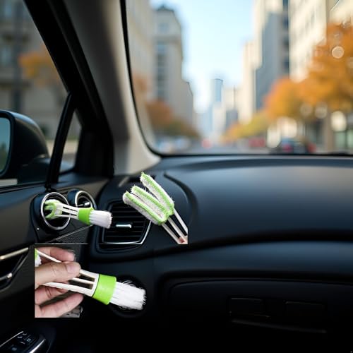 Image of White and Green, 17cm 4.5cm 2.5cm Double Ended Mini Dust Blind Cleaner Car Vent Brush Window Blind Brush Hand Held Magic Duster for House Car Office Cleaning Brushes and Dusters