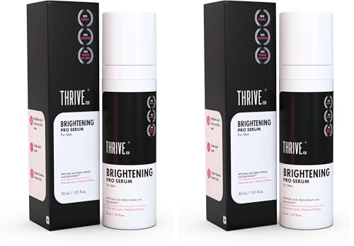 Image of ThriveCo Brightening Pro Serum for Men | Kojic acid, Vitamin C & Diacnemide | Skin Brightening, Acne Control & Boosts Hydration | Fades dark spots & Reducess Dullness | For All Skin Types | 30ml