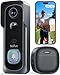 BOIFUN WLAN Video Türklingel mit Kamera, 2K-HD-Funkklingel mit Kamera,Alexa-kompatibel, Nachtsicht, PIR Bewegungserkennung, 2-Wege-Audio, Unterstützt SD & Cloud-Speicher, mit Chime, 2.4GHz WLAN