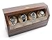 Quad Watch Winder in Walnut - Japanese Motor - AC Adapter Included - Independent Settings - 12 Multiple Settings - Zero Magnetization - Heiden Automatic Watch Winder