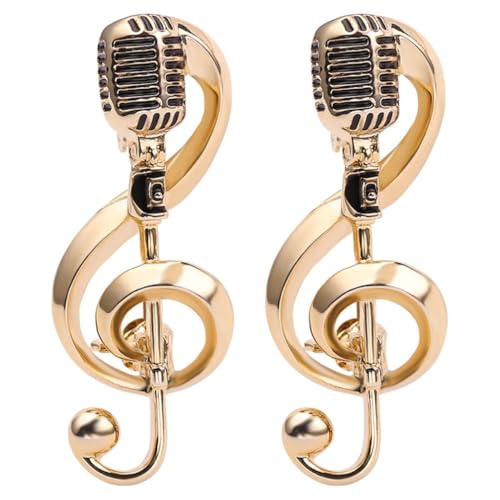 AOKWAWALIY Muzieknoot Broche Pin 2 Stuks Legering Muziek Symbool Revers Pin Unieke Badge Sieraden Voor Vrouwen Mannen Kostuum Accessoires Gouden