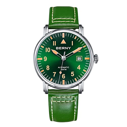 Image of BERNY Mechanical Automatic Watch for Men, Classic Easy-to-Read Wristwatch
