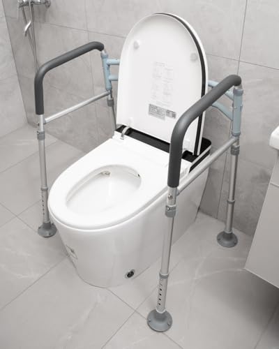 Toiletten Sicherheitsgeländer Aufstehhilfe 150 KG, Toilettensitz mit rutschfesten Griffen für Senioren, Behinderte, WC-Hilfegriffe, Faltbar