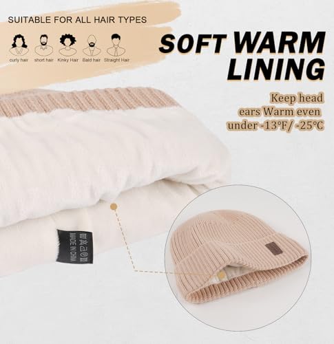 Image of Wmcaps Warm Beanie for Men Women, Fleece Lined Beanie Warm Winter Caps Unisex Fashion Knit Cuffed Cap