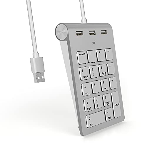 USB Number Pad for Laptop,Wired 18 Keys Numeric keypad with USB Hub Combo Portable Slim Financial Accounting Number Keyboard Numpad Extensions 10 Key USB Keypad for Laptop, Mac, PC USB Number Pad for Laptop,Wired 18 Keys Numeric keypad with USB Hub Combo Portable Slim Financial Accounting Number Keyboard Numpad Extensions 10 Key USB Keypad for Laptop, Mac, PC