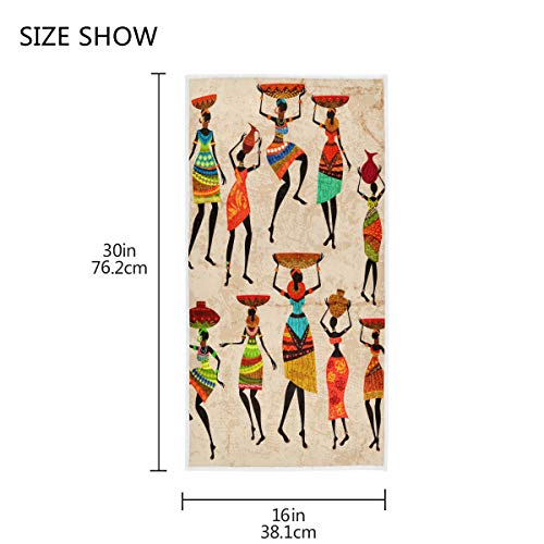 Retro African Women Hand Towel Bathroom Towel Soft Absorbent Guest Hand Towel Multipurpose For Bathroom, Hotel, Gym, Spa And Kitchen 16 X 30 Inch #TOP5