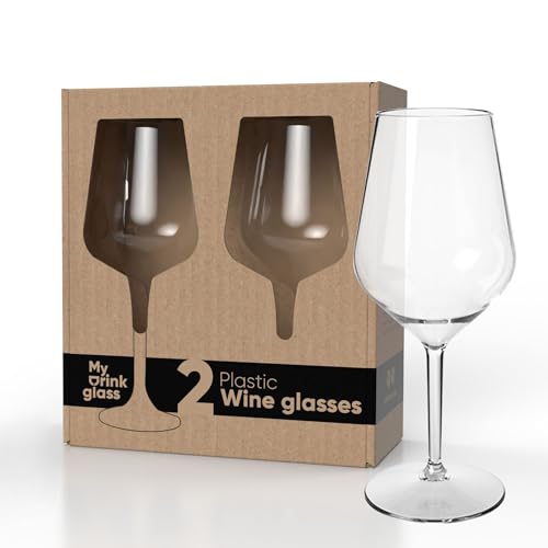 MyDrinkglass Weingläser Plastik – 2 Camping Gläser Unzerbrechlich – 470 ml – Rotweingläser – Cocktailglas – Aperol Gläser – Zero Waste