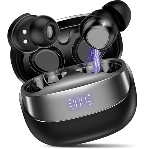 DUSONLAP Sleep Earbuds Bluetooth 5.4 in Ear Light-Weight Headphones, Headphones Small Design for Side Sleepers, 47H Playtime with Charging Case, Clear Calls Earphones, Midnight Black